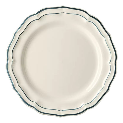 Les Filets Earthenware Dinner Plate with Hand-Painted Rim