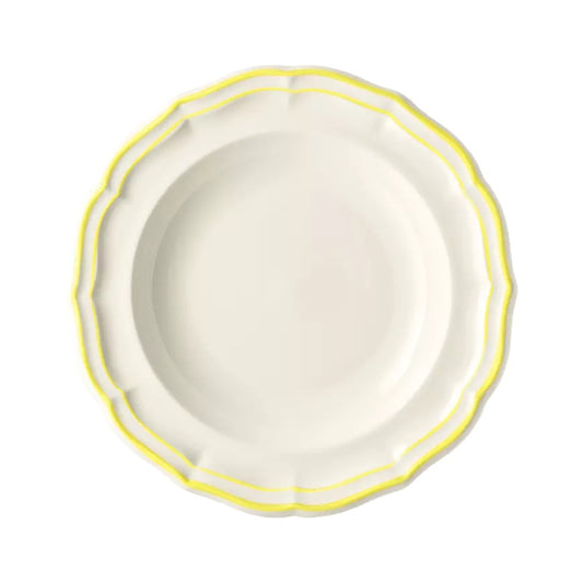 Les Filets Earthenware Rim Soup Plate with Hand-Painted Rim