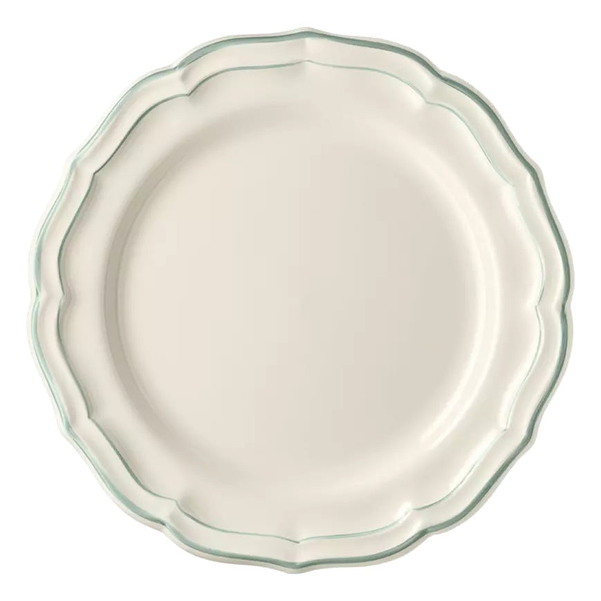 Les Filets Earthenware Dinner Plate with Hand-Painted Rim
