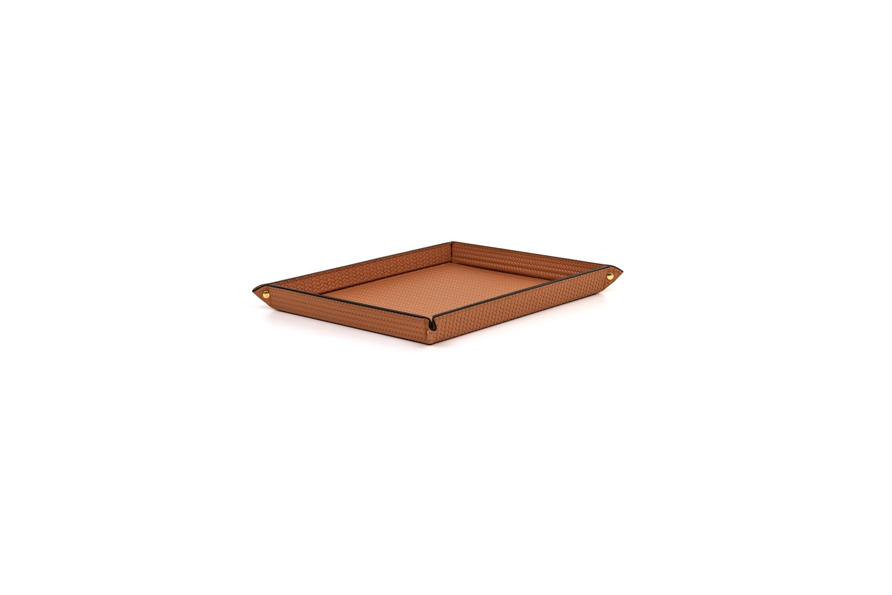 Pinetti Leather Rigid Trinket Tray With Corner Studs | Trinket trays made entirely of leather | Closed on the corners by gold studs | Discover Luxury Lifestyle Accessories at 2Jour Concierge, #1 luxury high-end gift & lifestyle shop