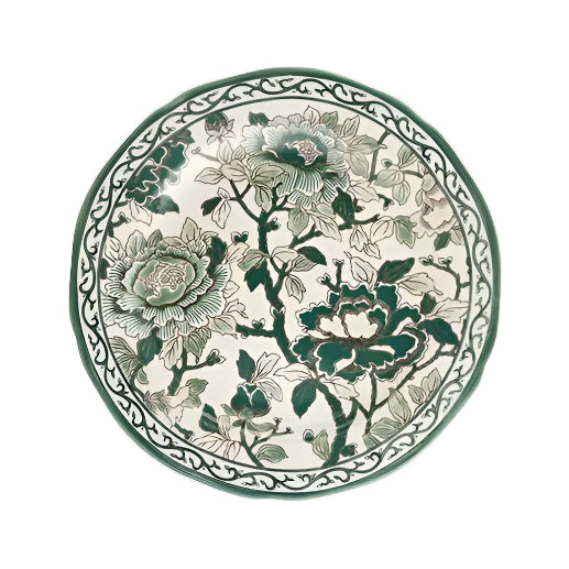 Gien Pivoines Vertes | Dinner Plate: Fine earthenware with hand-painted green floral motif and smooth, glazed finish, ideal for elegant everyday dining | Tableware & Serveware / Plates | 2Jour Concierge, your luxury lifestyle shop