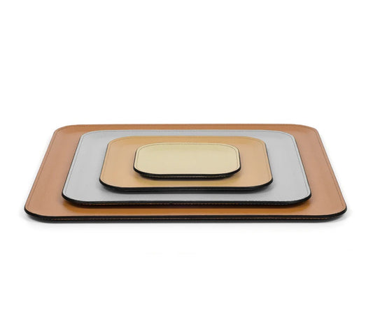 Victor Trinket Serving Tray by Pinetti | Covered in leather | Available in rectangular, square, and round shapes | Home Decor and Serveware | 2Jour Concierge, your luxury lifestyle shop