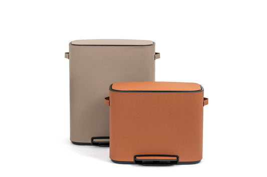 Pinetti | Pedal Bin: Leather-covered metal with soft-close lid and removable inner compartments, available in multiple capacities from 4 to 60 liters, ideal for elevated waste storage with seamless functionality | Home Accessories / Waste Bins | 2Jour Concierge, your luxury lifestyle shop