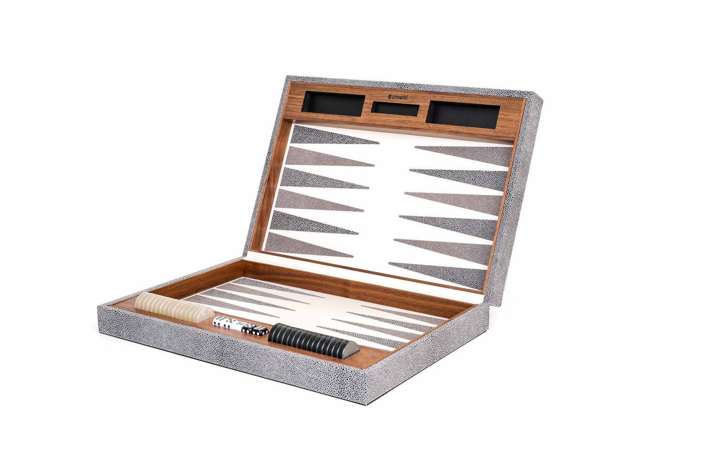 Leather-Covered Walnut Wood Backgammon Game Set