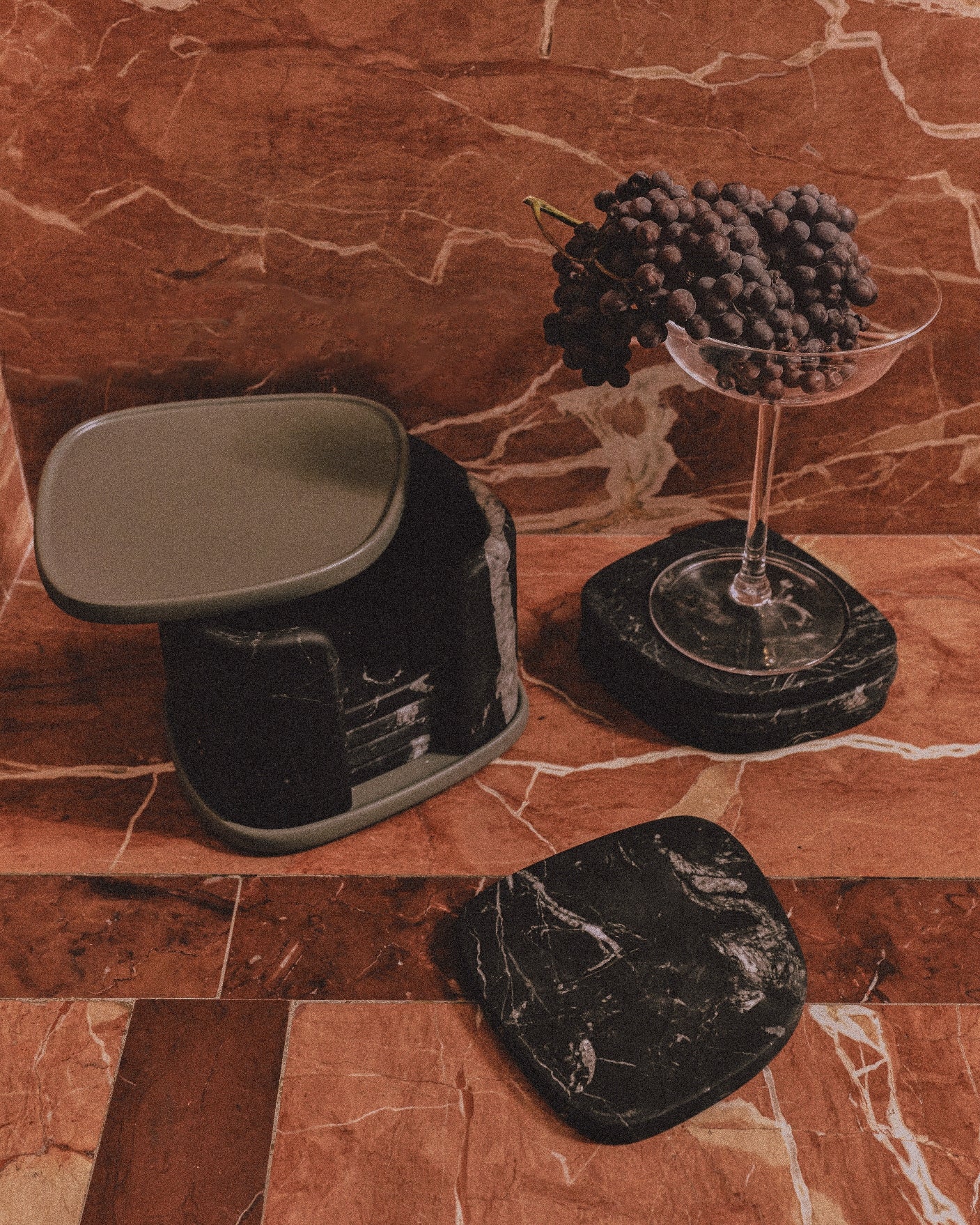 Maris Coaster Holder | Marble-accented coaster holder combining functionality with contemporary elegance | Available in multiple marble finishes | Barware | 2Jour Concierge, your luxury lifestyle shop