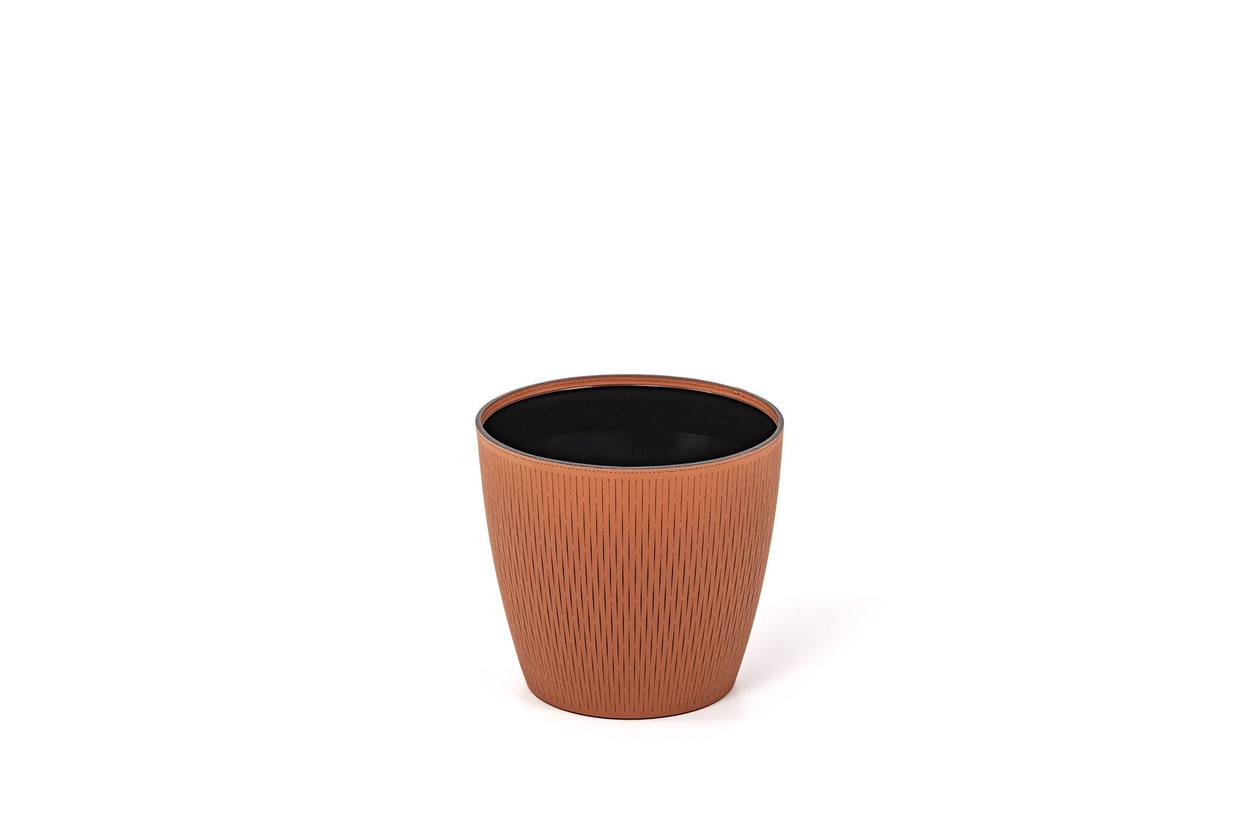 Pinetti Silvy Plastic Flower Pot With Removable Regenerated Leather Cover | Plastic structure with removable leather cover | Available in six different dimensions, with the three larger sizes featuring wheels for easy mobility | Explore Luxury Lifestyle Accessories at 2Jour Concierge, #1 luxury high-end gift & lifestyle shop