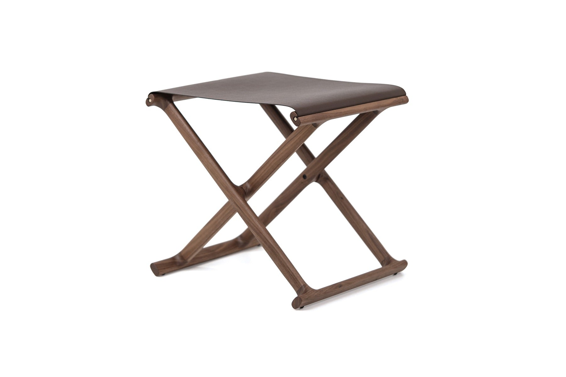 Pinetti Chelsea Folding Stool | Crafted from premium Canaletto walnut wood with a luxurious leather seat | Elegant, foldable design for versatility and style | A sophisticated addition to any space | Home & Furniture | 2Jour Concierge, your luxury lifestyle shop