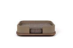 Leather-Covered Wooden Pet Bed With Microfiber Memory Foam Cushion