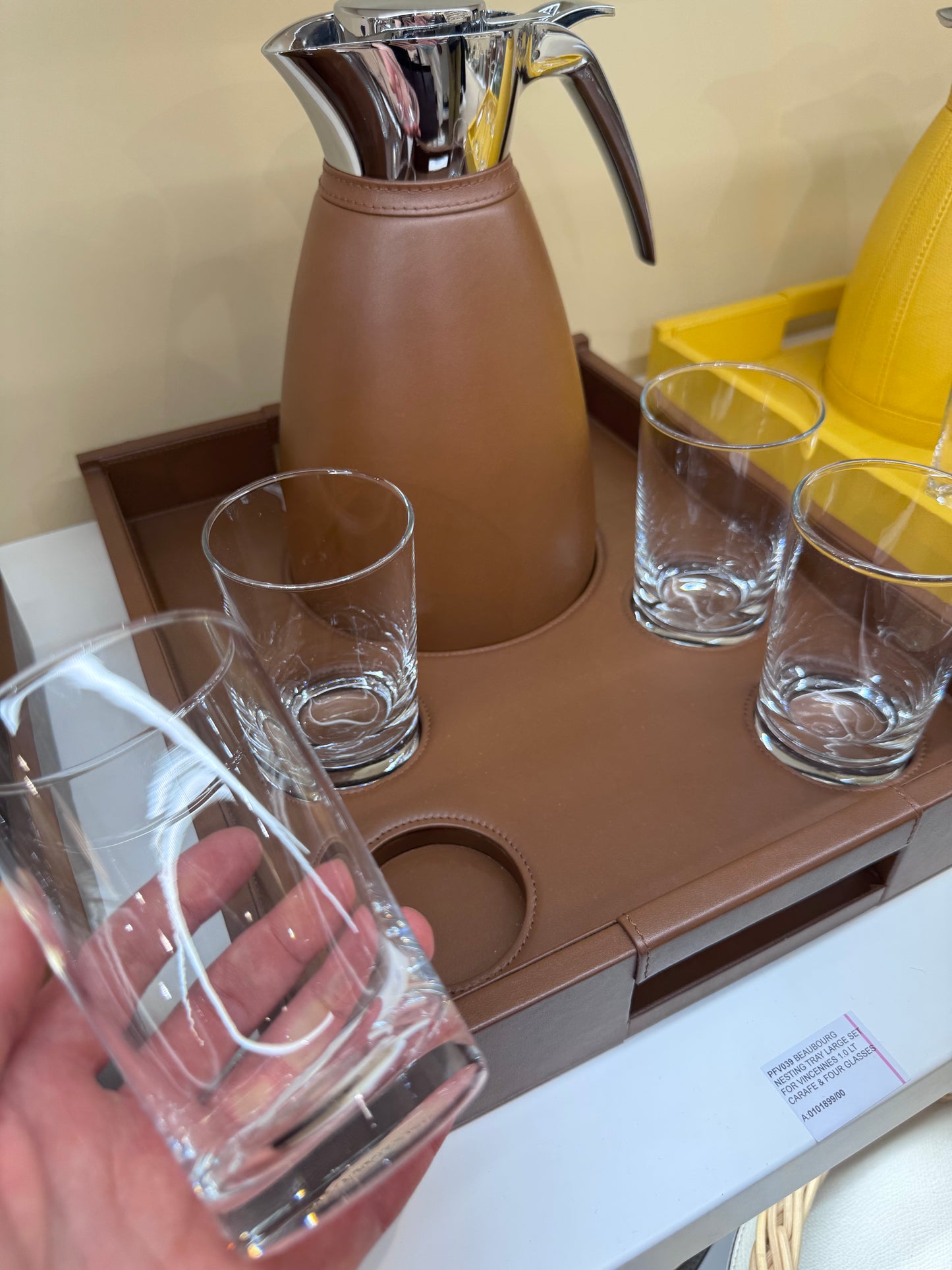 Beaubourg Nesting Tray Set w Chantilly Carafe & Four Fine Crystal Glasses
