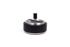 Giro Leather-Covered Steel Ashtray with Wooden Base