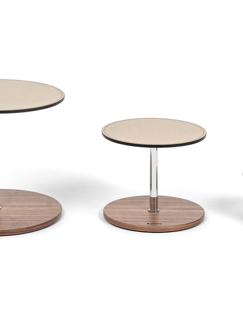 Adamante Walnut Wood Table Stand With Leather Inserts