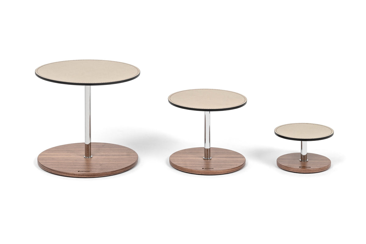Adamante Walnut Wood Table Stand With Leather Inserts