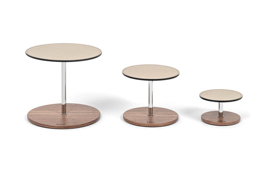 Adamante Walnut Wood Table Stand With Leather Inserts