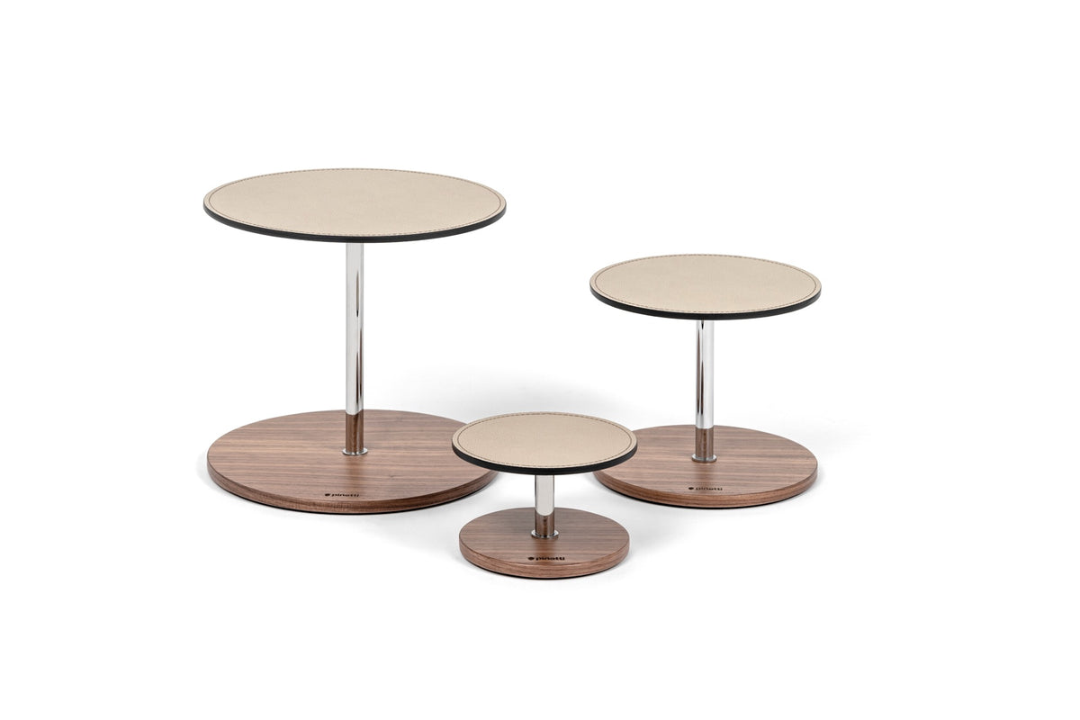 Adamante Walnut Wood Table Stand With Leather Inserts