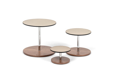 Adamante Walnut Wood Table Stand With Leather Inserts