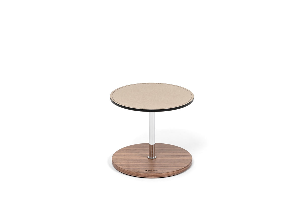 Adamante Walnut Wood Table Stand With Leather Inserts