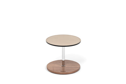 Adamante Walnut Wood Table Stand With Leather Inserts