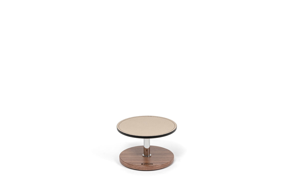 Adamante Walnut Wood Table Stand With Leather Inserts
