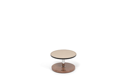 Adamante Walnut Wood Table Stand With Leather Inserts