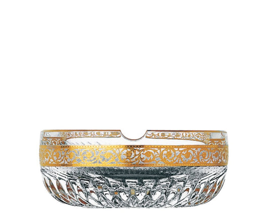 Thistle Crystal Gold Ashtray Medium by Saint-Louis | Collection: Thistle. Color: Clear. Design: Timeless. Designer: Pierre Charpin. | Home Decor and Accessories | 2Jour Concierge, your luxury lifestyle shop