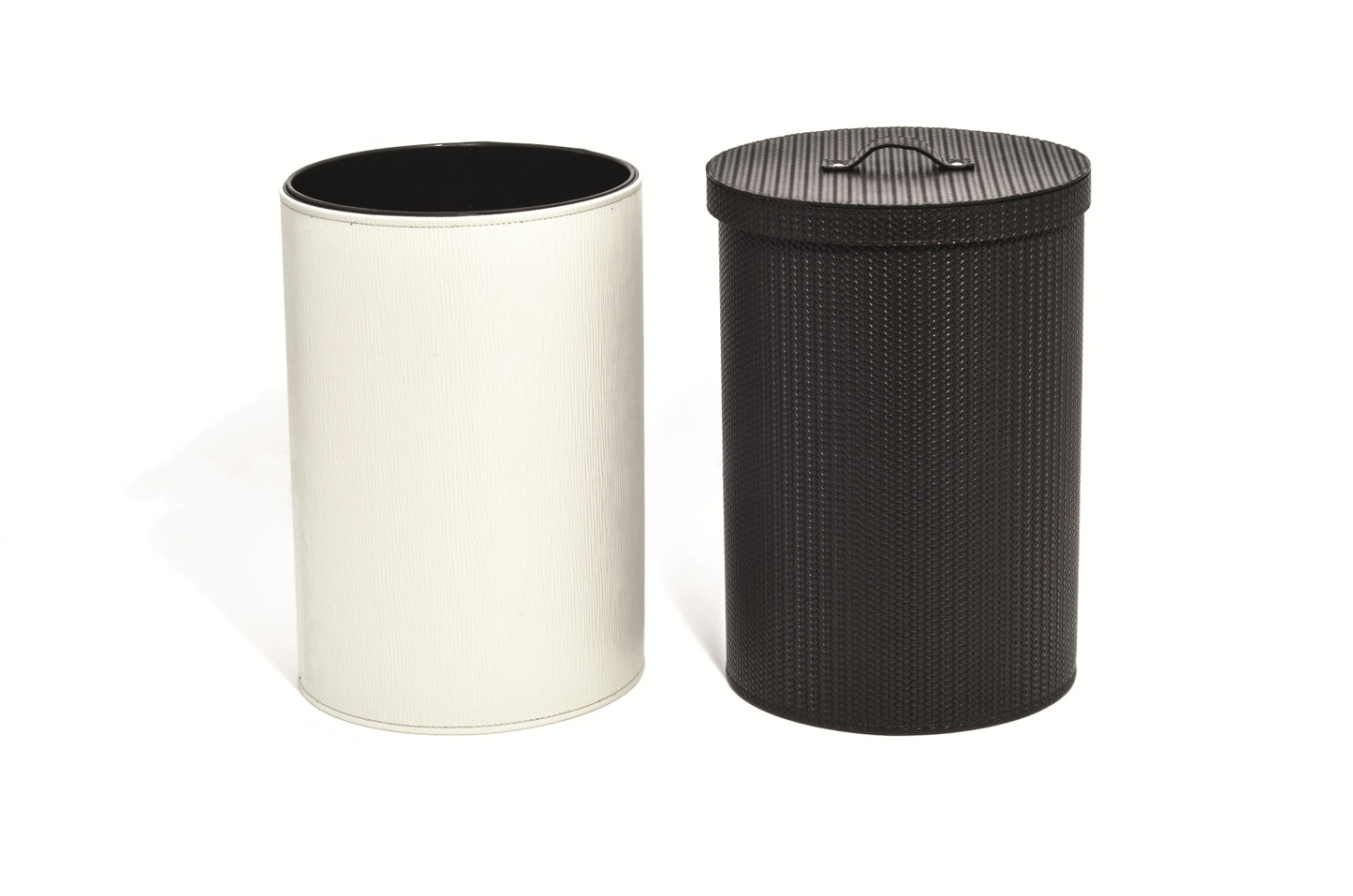 Leather-Covered Bin: Round with Waterproof Black Interior