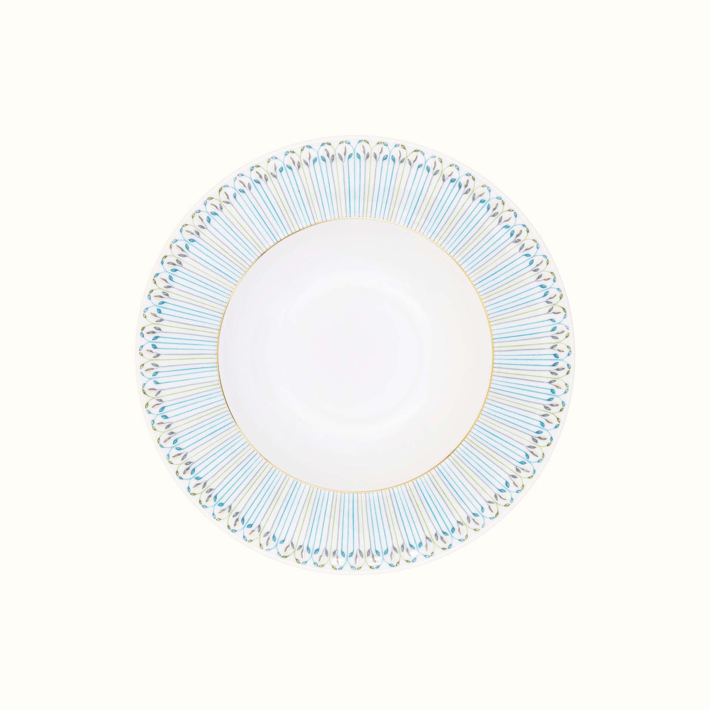 Robert Haviland & C. Parlon Jardin de Louise | Rim Soup Plate: Fine Limoges porcelain with blue and gold fan motif and smooth, glazed finish, ideal for serving soups with style and depth | Tableware & Serveware / Soup Plates | 2Jour Concierge, your luxury lifestyle shop