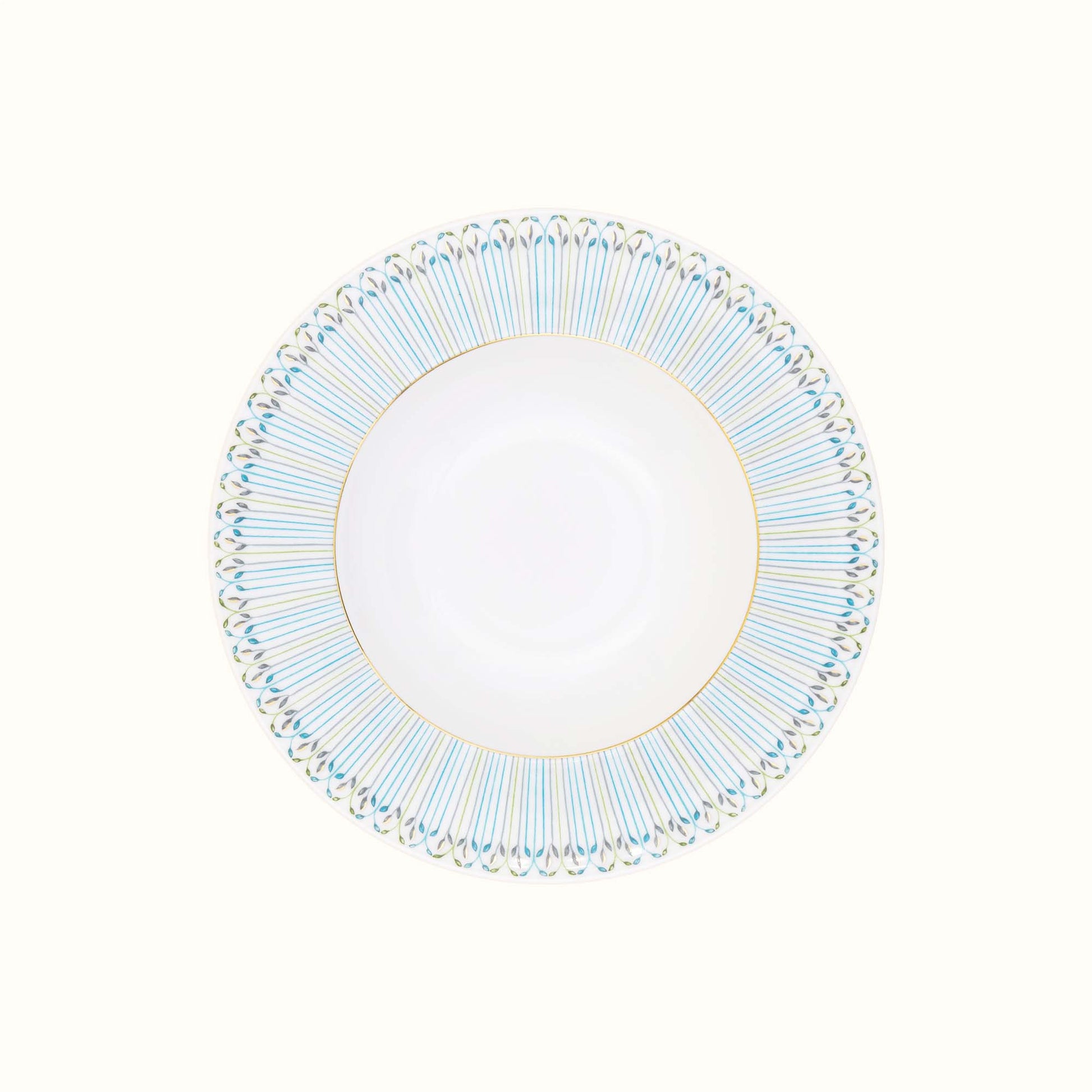 Robert Haviland & C. Parlon Jardin de Louise | Rim Soup Plate: Fine Limoges porcelain with blue and gold fan motif and smooth, glazed finish, ideal for serving soups with style and depth | Tableware & Serveware / Soup Plates | 2Jour Concierge, your luxury lifestyle shop