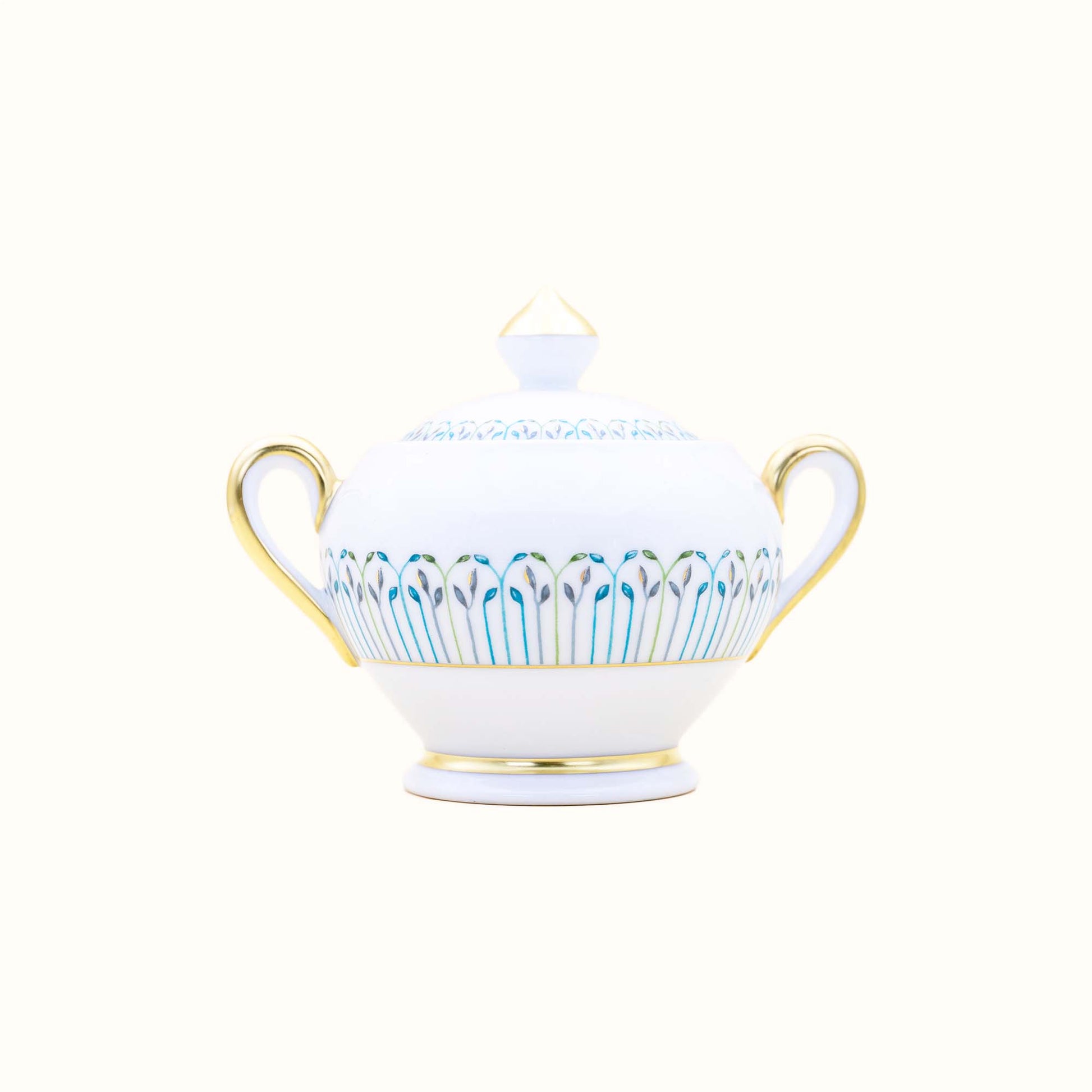 Robert Haviland & C. Parlon Jardin de Louise | Sugar Bowl: Fine Limoges porcelain with fan motif and smooth, glazed finish, perfect for sugar service at afternoon tea or coffee | Tableware & Serveware / Sugar Bowls | 2Jour Concierge, your luxury lifestyle shop