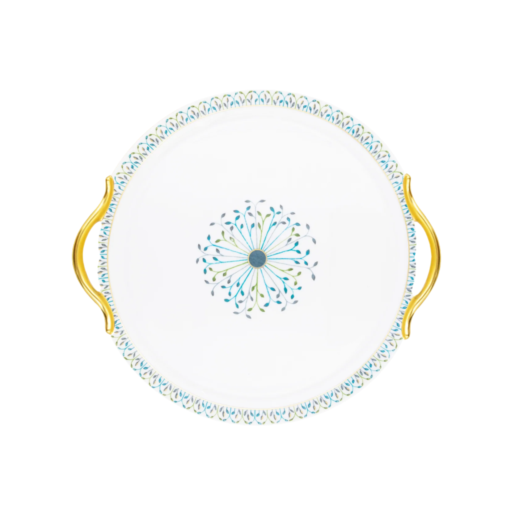 Robert Haviland & C. Parlon Jardin de Louise | Round Cake Dish: Fine Limoges porcelain with fan motif and smooth, glazed finish, ideal for serving whole cakes or pastries with elegance | Tableware & Serveware / Serving Dishes | 2Jour Concierge, your luxury lifestyle shop