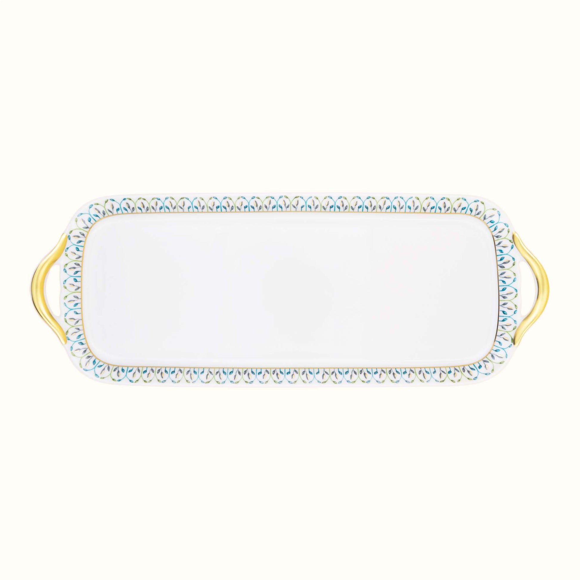 Robert Haviland & C. Parlon Jardin de Louise | Rectangular Cake Dish: Fine Limoges porcelain with fan border motif and smooth, glazed finish, perfect for serving cakes, loaves, or tea-time treats | Tableware & Serveware / Serving Dishes | 2Jour Concierge, your luxury lifestyle shop