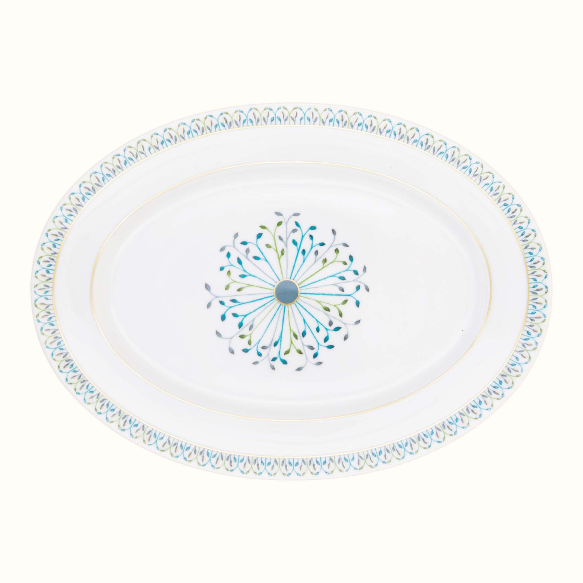 Robert Haviland & C. Parlon Jardin de Louise | Oval Platter (Large): Fine Limoges porcelain with central fan motif and smooth, glazed finish, ideal for grand table presentations or buffet service | Tableware & Serveware / Serving Dishes | 2Jour Concierge, your luxury lifestyle shop