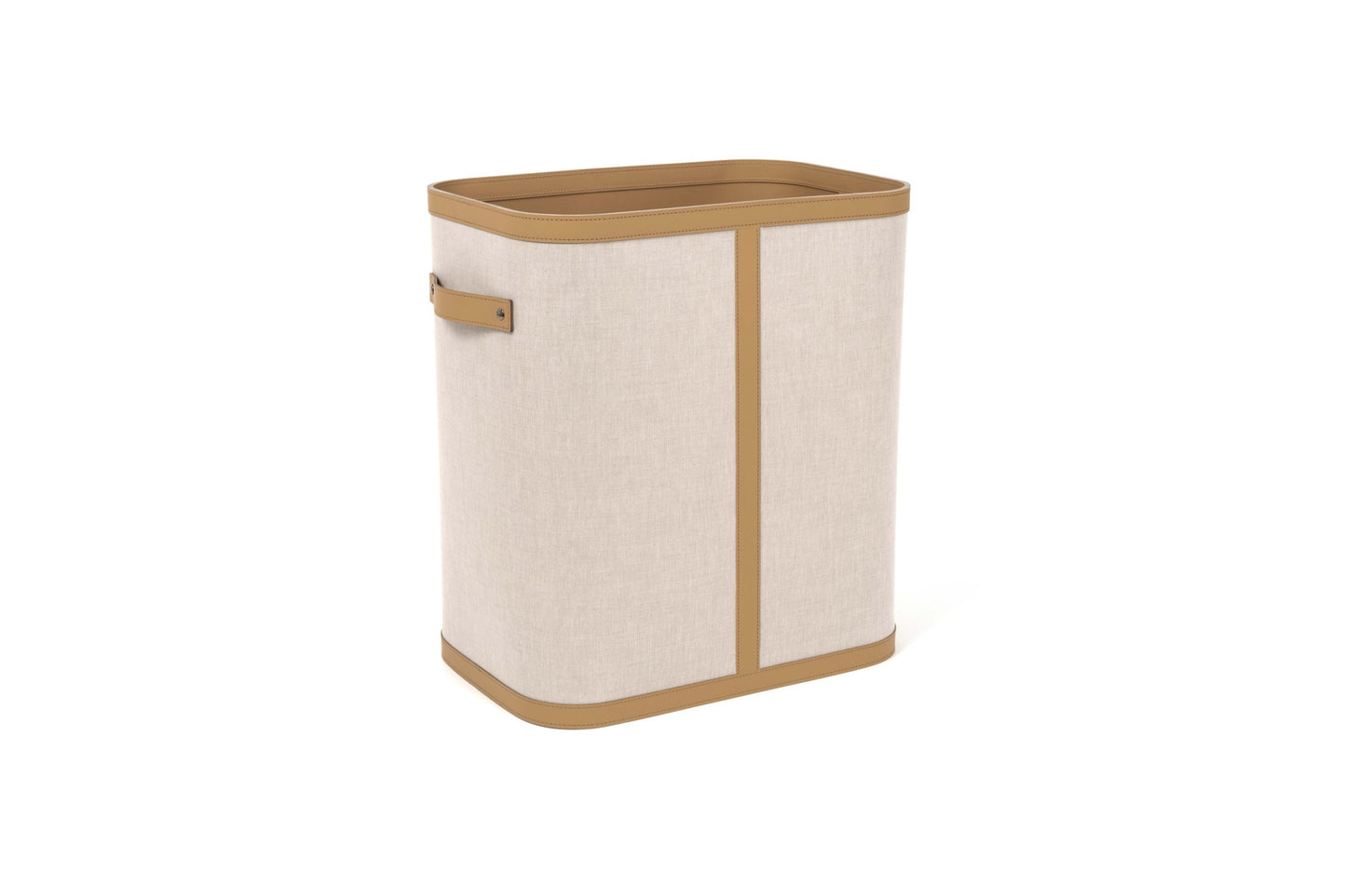 Pinetti Penelope | Recycled Leather & Cotton Baskets: Regenerated leather with ecru cotton exterior, available in multiple shapes and sizes with or without lids | Storage & Home Accessories / Baskets | 2Jour Concierge, your luxury lifestyle shop | luxury interiors, refined living, sustainable décor, boutique hotels, home organization, eco-luxury design, yacht décor, office décor, hospitality décor