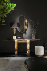 Ardea Makassar Ebony Console Table with Horn Inlays & Burnished Brass