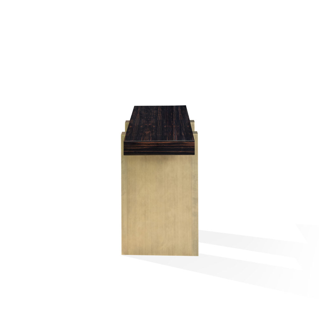 Arcahorn ARDEA | Console Table: Makassar ebony veneer with gloss finish, horn detailing and burnished brass accents, designed as a sculptural statement for refined entryways or living spaces | Furniture / Consoles | 2Jour Concierge, your luxury lifestyle shop