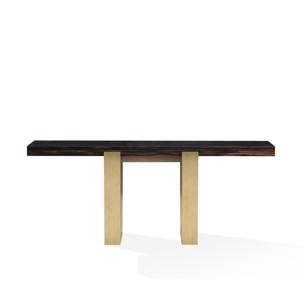 Arcahorn ARDEA | Console Table: Makassar ebony veneer with gloss finish, horn detailing and burnished brass accents, designed as a sculptural statement for refined entryways or living spaces | Furniture / Consoles | 2Jour Concierge, your luxury lifestyle shop