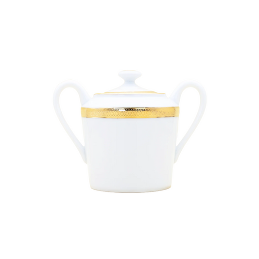 Haviland Parlon Malmaison | Sugar Bowl: Fine Limoges porcelain with decorative border motif and smooth, glazed finish, perfect for refined sugar service at the table | Tableware & Serveware / Sugar Bowls | 2Jour Concierge, your luxury lifestyle shop