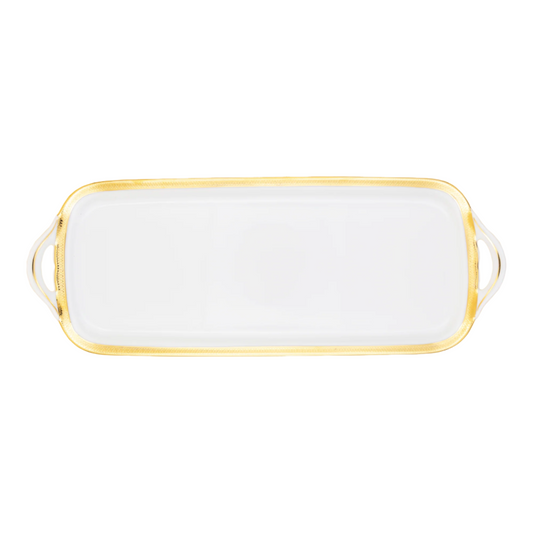 Haviland Parlon Malmaison | Rectangular Cake Dish: Fine Limoges porcelain with decorative border motif and smooth, glazed finish, perfect for serving sliced cakes, pastries, or tea-time treats | Tableware & Serveware / Serving Dishes | 2Jour Concierge, your luxury lifestyle shop