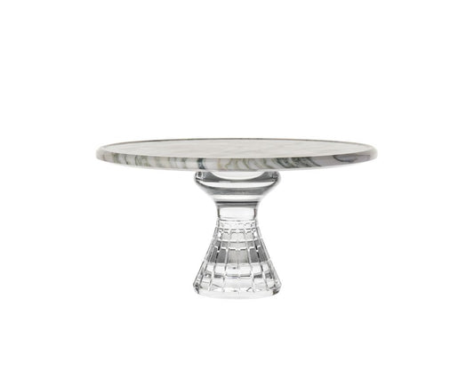Quadrille Crystal & Marble Footed Tray by Saint-Louis | Features crystal detail extracted from marble pedestal tables to form tray feet | Ideal for serving tarts, cheeses, or sweets | Celebrates the 65th anniversary of the emblematic Versailles pattern | Designed by Mathieu Bassée with a complete decoration collection | Named Quadrille, referencing the famous 19th-century ballroom dance | Home Decor Serveware | 2Jour Concierge, your luxury lifestyle shop