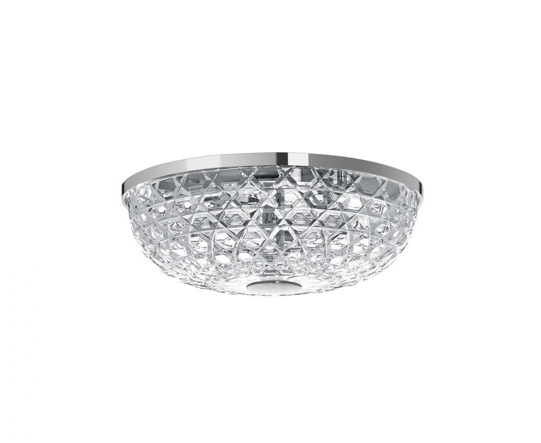 Royal Single Ceiling Light by Saint-Louis | Available in golden finish or chrome-plated finish | Blown and cut at Saint-Louis-lès-Bitche in Moselle, France | Collection: ROYAL | Color: CLEAR | Design: TIMELESS | Size: Unique | Replaceable light source by end-user | Home Lighting and Ceiling Lights | 2Jour Concierge, your luxury lifestyle shop