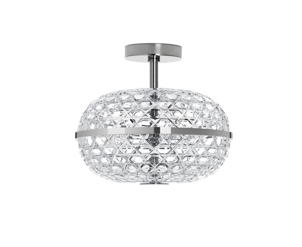 Royal Double Ceiling Light by Saint-Louis | Available in golden finish or chrome-plated finish | Number of lights: 3 | Blown and cut at Saint-Louis-lès-Bitche in Moselle, France | Double ceiling light with clear crystal cups and deep bevel cuts | Aluminium structure in chrome-plated or golden finish | Class I | Collection: ROYAL | Color: CLEAR | Design: TIMELESS | Home Lighting and Ceiling Lights | 2Jour Concierge, your luxury lifestyle shop