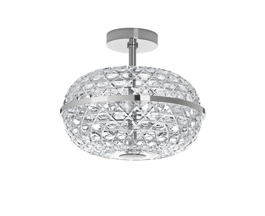 Royal Double Ceiling Light by Saint-Louis | Available in golden finish or chrome-plated finish | Number of lights: 3 | Blown and cut at Saint-Louis-lès-Bitche in Moselle, France | Double ceiling light with clear crystal cups and deep bevel cuts | Aluminium structure in chrome-plated or golden finish | Class I | Collection: ROYAL | Color: CLEAR | Design: TIMELESS | Home Lighting and Ceiling Lights | 2Jour Concierge, your luxury lifestyle shop