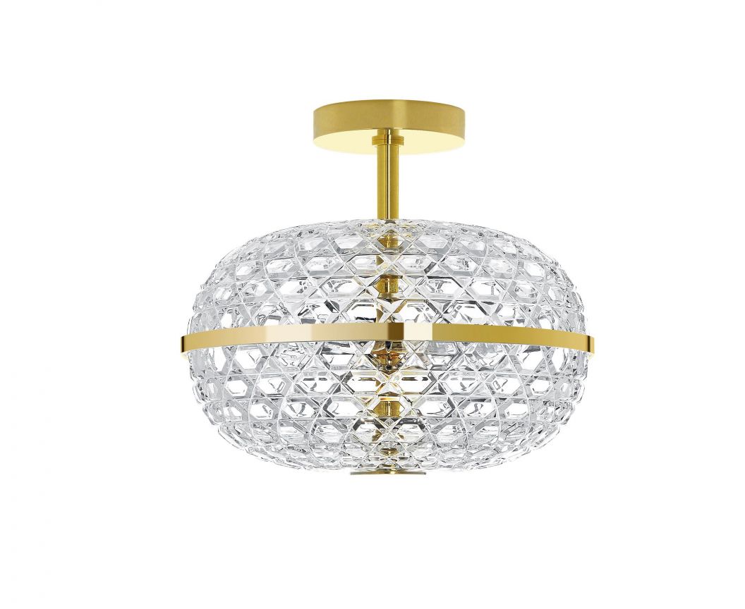 Royal Double Ceiling Light by Saint-Louis | Available in golden finish or chrome-plated finish | Number of lights: 3 | Blown and cut at Saint-Louis-lès-Bitche in Moselle, France | Double ceiling light with clear crystal cups and deep bevel cuts | Aluminium structure in chrome-plated or golden finish | Class I | Collection: ROYAL | Color: CLEAR | Design: TIMELESS | Home Lighting and Ceiling Lights | 2Jour Concierge, your luxury lifestyle shop