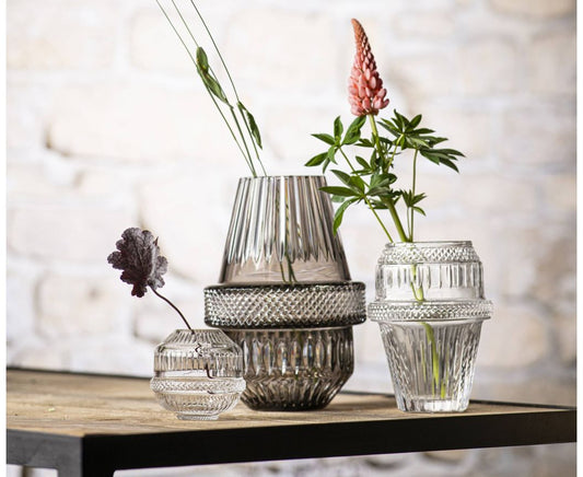 Matrice Diamond-Cut And Bevel-Cut Crystal Vase Clear by Saint-Louis | Diamond- and bevel-cut clear crystal | Closed necks for minimalist or opulent floral arrangements | Blown and cut in Saint-Louis-lès-Bitche, France | Inspired by the warehouse storing moulds and casts | Unique shape of a mould with handcut elements | Collection: MATRICE | Color: CLEAR | Design: CONTEMPORARY | Designer: Kiki van Eijk | Home Decor Vases | 2Jour Concierge, your luxury lifestyle shop