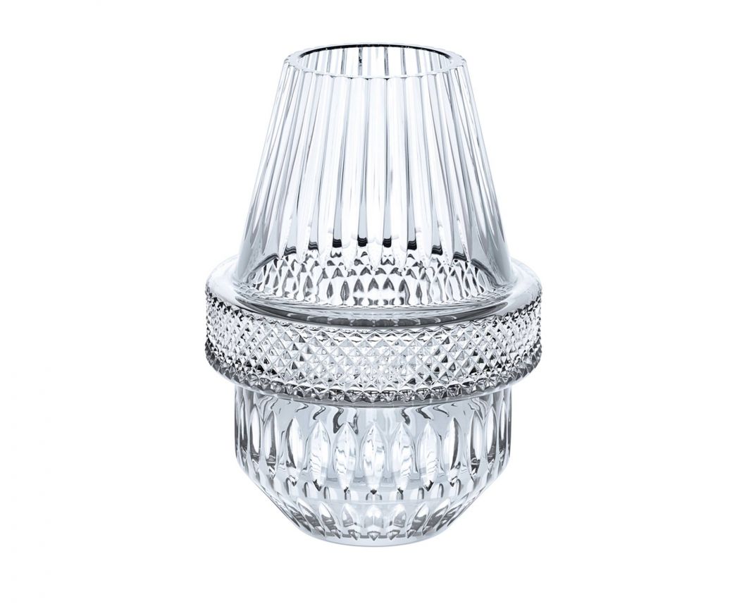 Matrice Diamond-Cut And Bevel-Cut Crystal Vase Clear by Saint-Louis | Diamond- and bevel-cut clear crystal | Closed necks for minimalist or opulent floral arrangements | Blown and cut in Saint-Louis-lès-Bitche, France | Inspired by the warehouse storing moulds and casts | Unique shape of a mould with handcut elements | Collection: MATRICE | Color: CLEAR | Design: CONTEMPORARY | Designer: Kiki van Eijk | Home Decor Vases | 2Jour Concierge, your luxury lifestyle shop