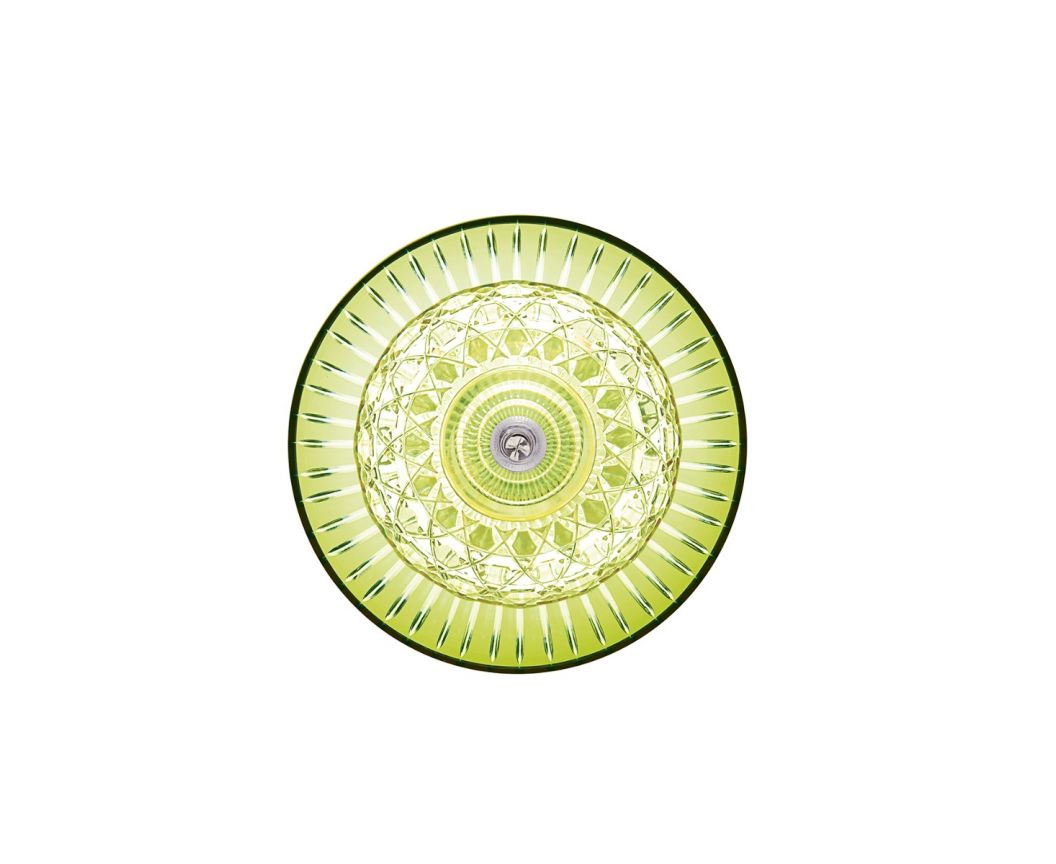 Royal Cup IP44 Sconce by Saint-Louis | Available in golden finish or chrome-plated finish | Small sconce with crystal cup in clear, chartreuse-green, amethyst, or sky-blue | IP44 standard for bathroom, covered outdoor, and boat use | Blown and cut at Saint-Louis-lès-Bitche in Moselle, France | Collection: ROYAL | Design: TIMELESS | Replaceable light source by end-user | Home Lighting and Sconces | 2Jour Concierge, your luxury lifestyle shop