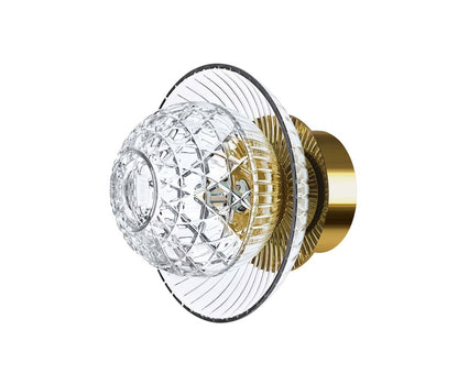 Royal Cup IP44 Sconce by Saint-Louis | Available in golden finish or chrome-plated finish | Small sconce with crystal cup in clear, chartreuse-green, amethyst, or sky-blue | IP44 standard for bathroom, covered outdoor, and boat use | Blown and cut at Saint-Louis-lès-Bitche in Moselle, France | Collection: ROYAL | Design: TIMELESS | Replaceable light source by end-user | Home Lighting and Sconces | 2Jour Concierge, your luxury lifestyle shop