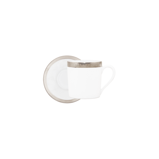Haviland Parlon Malmaison | Coffee Cup & Saucer: Fine Limoges porcelain with decorative border motif and smooth, glazed finish, perfect for refined coffee service | Tableware & Serveware / Cups & Mugs | 2Jour Concierge, your luxury lifestyle shop