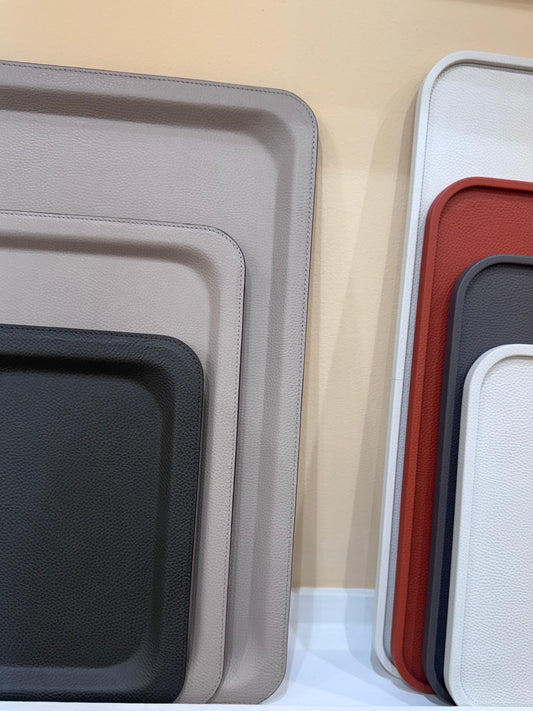 Miramar Tray: Leather-Covered Laminated Synthetic, Rectangular, Mini