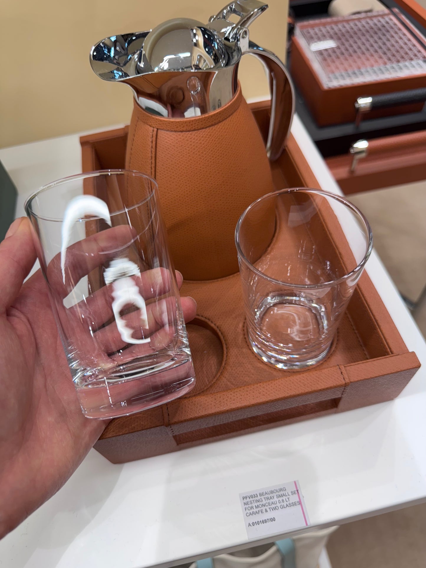 Beaubourg Nesting Tray Set w Chantilly Carafe & Two Fine Crystal Glasses