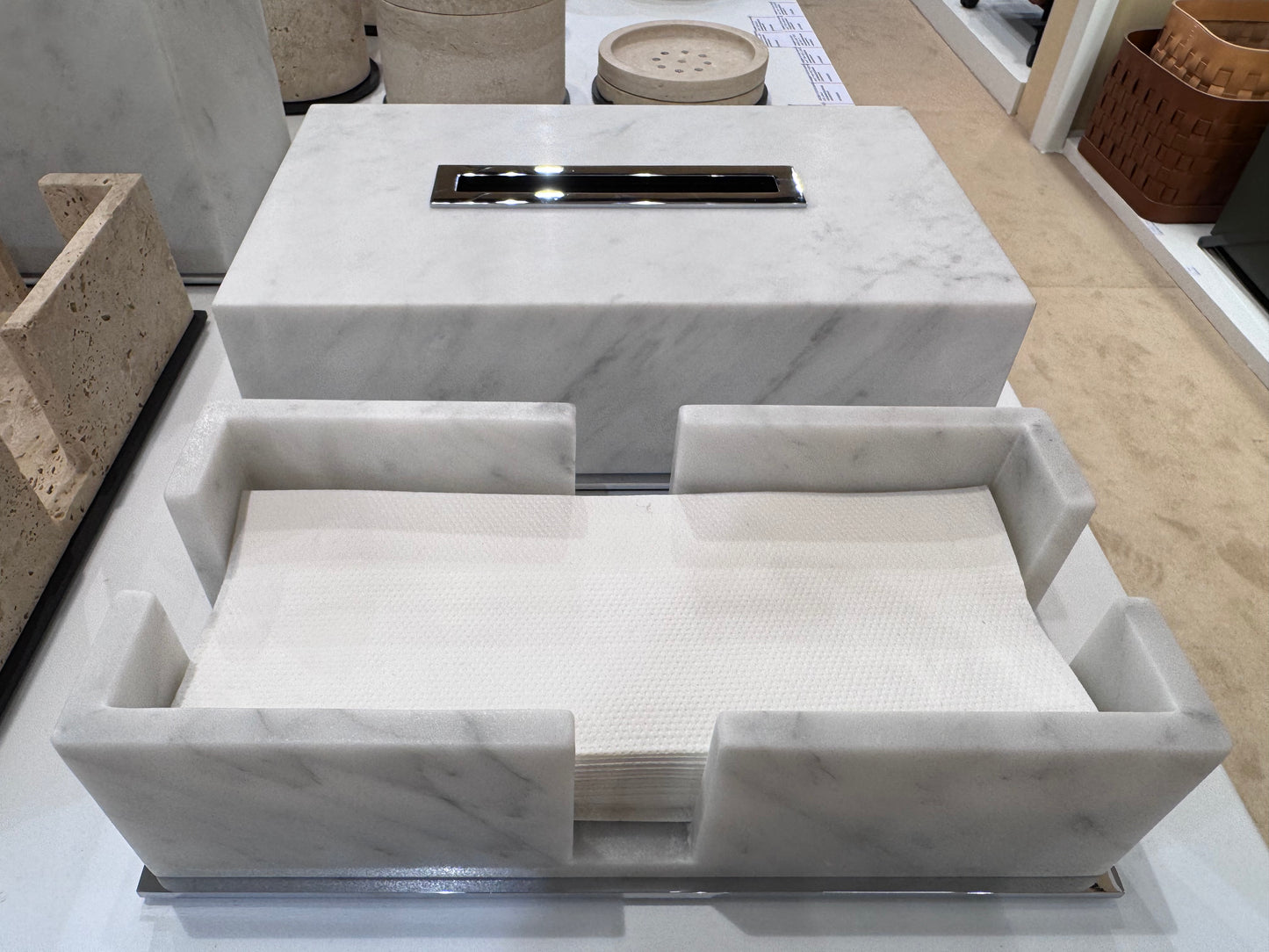 Firenze Marble Paper Towel Holder with Metal Base